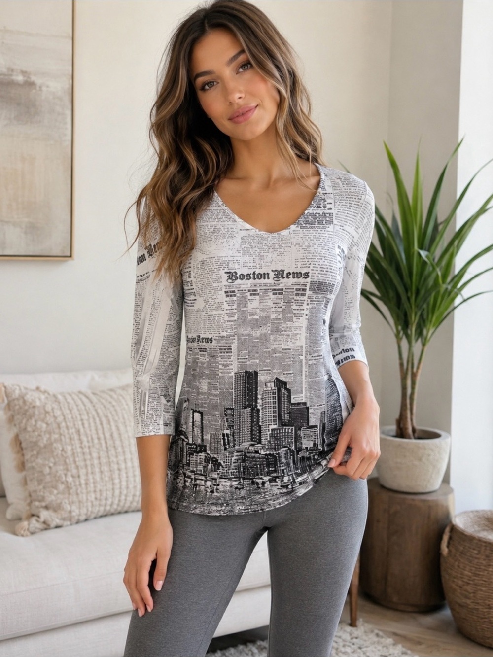 Pretty Woman brand B/W print top
